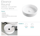 Fienza RB465 Eleanor Round Above Counter Basin, White - Special Order