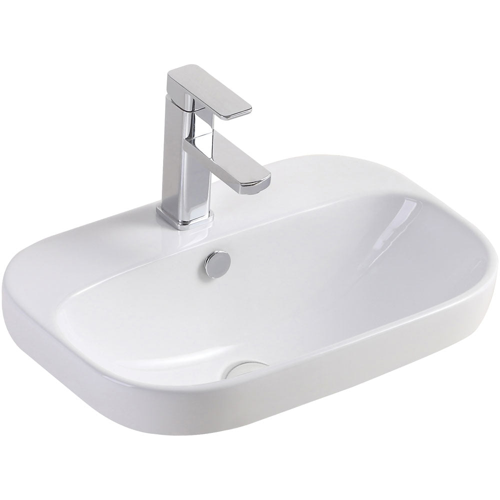 Fienza RB5033-1 Parisa Semi Inset 1 Tap Hole Ceramic Basin, White