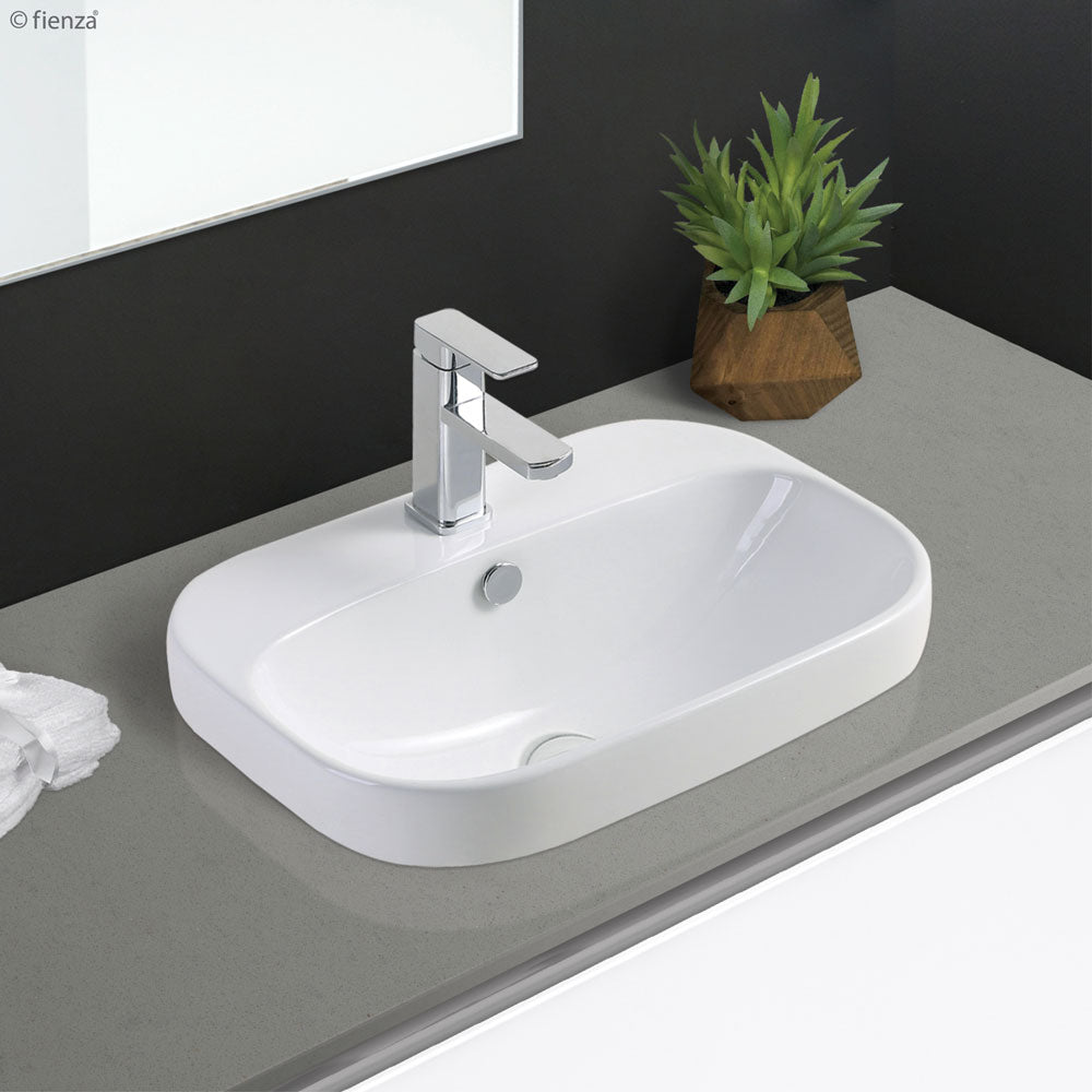 Fienza RB5033-1 Parisa Semi Inset 1 Tap Hole Ceramic Basin, White