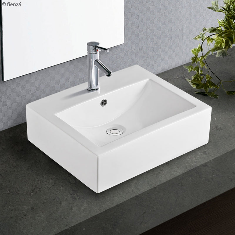 Fienza RB7033 Willow 1 Tap Hole Above Counter Basin, Gloss White