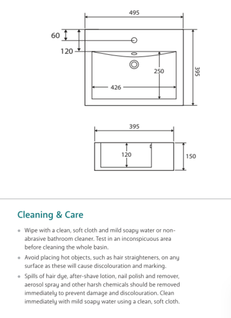 Fienza RB7033 Willow 1 Tap Hole Above Counter Basin, Gloss White