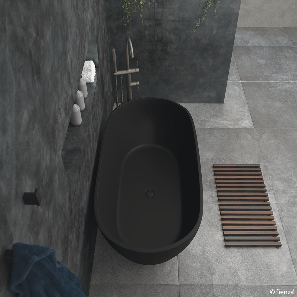 Fienza ST11-1700B Luciana Freestanding Stone Bath 1690mm, Matte Black