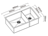 Abey Piazza CR500D 1 & 3/4 Double Bowl Sink (Special Order)