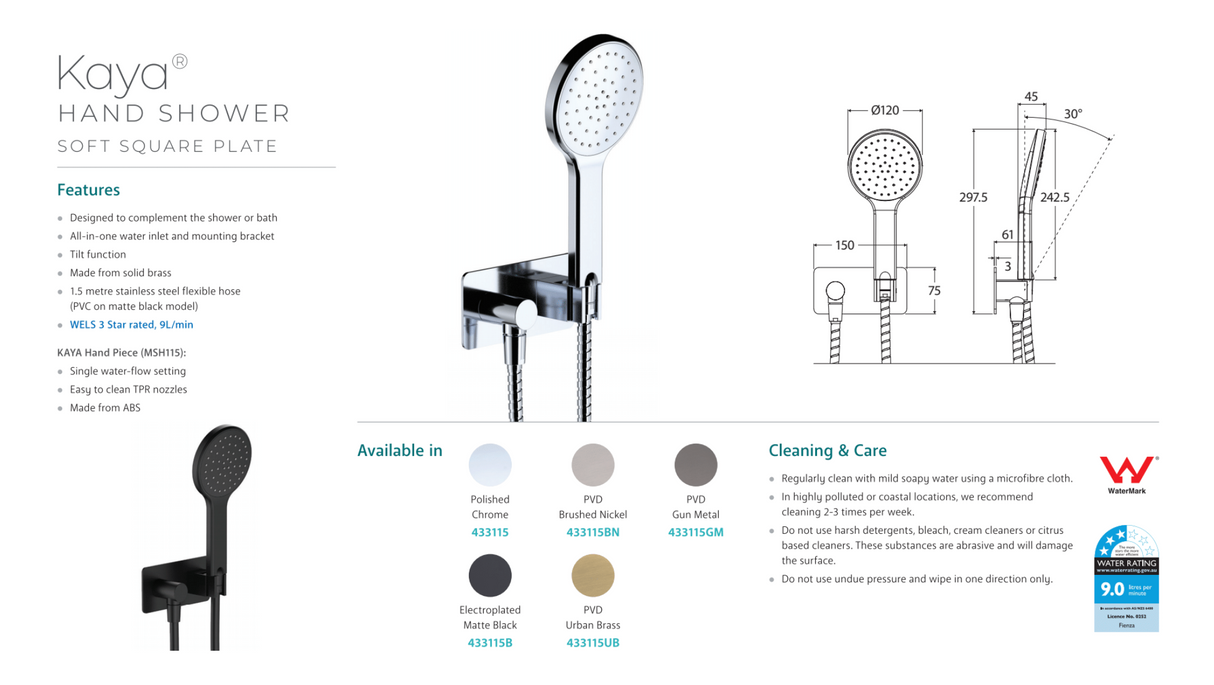 Fienza Kaya Hand Shower - Chrome
