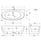 Fienza Keeto Back-to-wall Acrylic Bath 1700mm - Gloss White