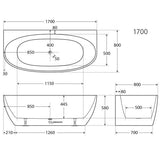 Fienza Keeto Back-to-wall Acrylic Bath 1700mm - Gloss White