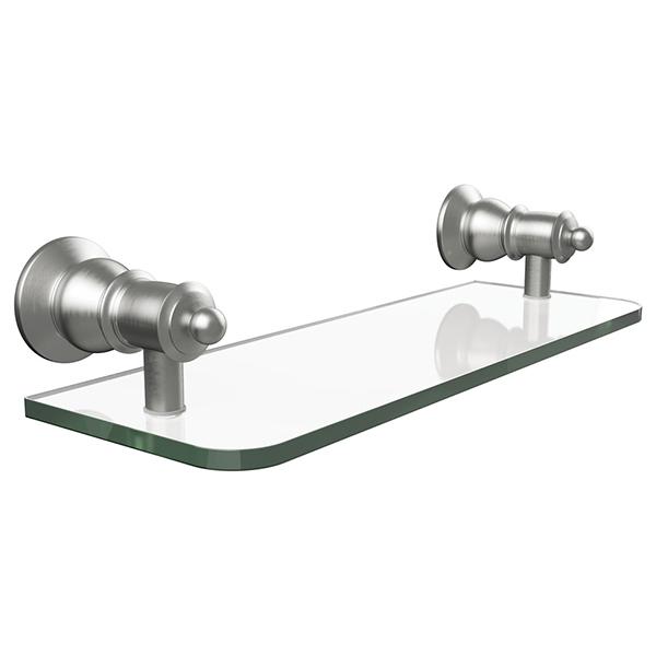 Fienza 81007BN Lillian Glass Shelf, Brushed Nickel