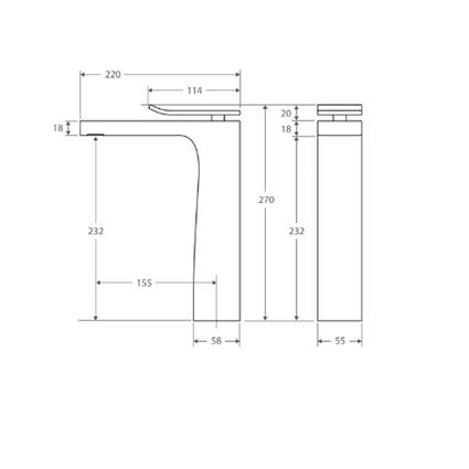 Fienza Lincoln Tall Basin Mixer, Mixed Finish