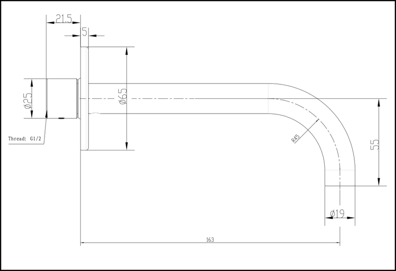 Abey Gareth Ashton 6S-C165-B Poco Basin Spout 165Mm - Black Wall Spouts