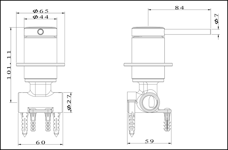 Abey Gareth Ashton 6Sh-Ext-Gm + 6Sh-Int-Gm Poco Knurled Shower Mixer - Gun Metal Bathroom Wall