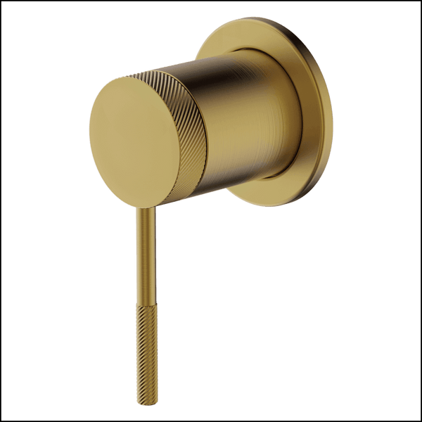 Abey Gareth Ashton 6Sh-Ext-Kbb + 6Sh-Int-Bb Poco Knurled Shower Mixer - Brushed Brass Bathroom Wall