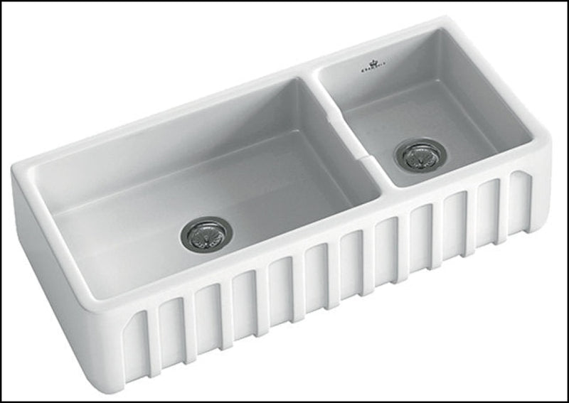 Abey Louis-3W Chamboard Louis 1 And 1/2 Bowl Ceramic Sink Butler Kitchen Sinks