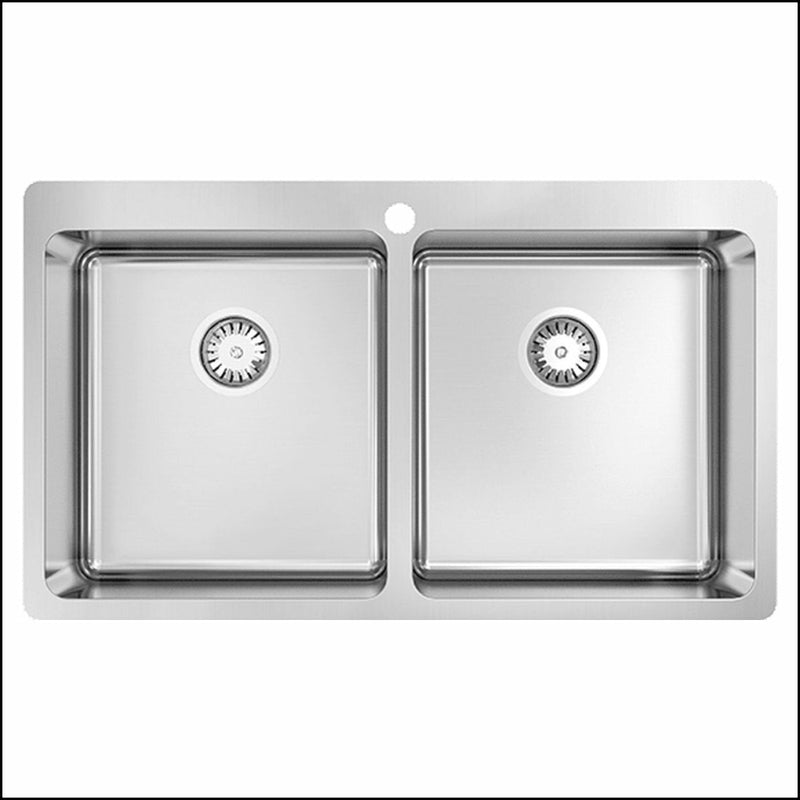 Abey Lt45Da Double Leichardt Sink With Bypass Top Mounted Kitchen Sinks
