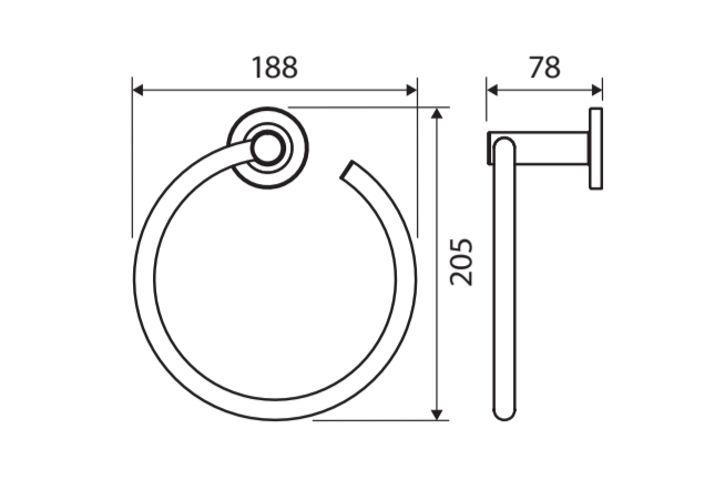 Fienza Axle Hand Towel Ring 83102GM - Gunmetal Grey