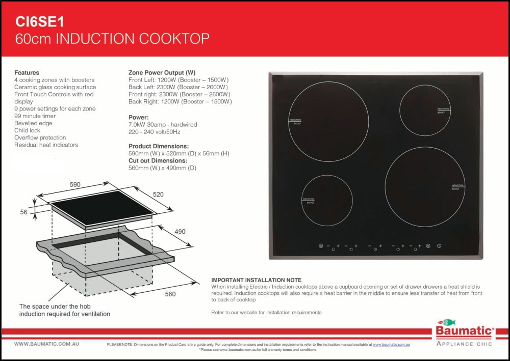 Baumatic B-Ci6Se1 60Cm Induction Cooktop