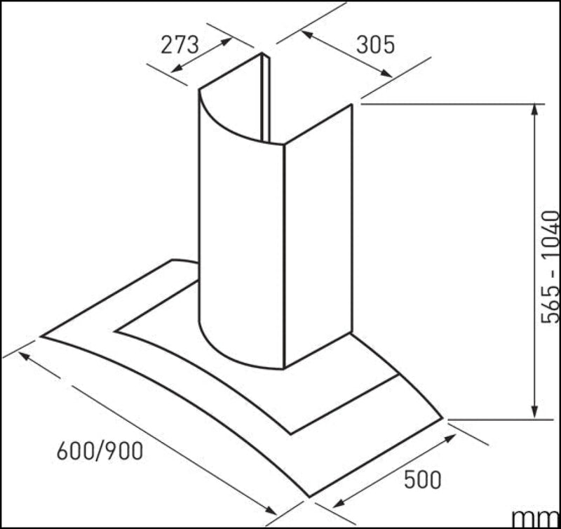 Baumatic B-Rgt6 60Cm Curved Glass Canopy Rangehood Rangehoods