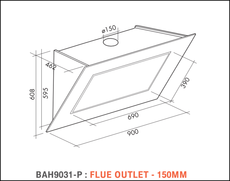 Baumatic Bah9031-P 90Cm Stainless Steel Canopy Rangehoods