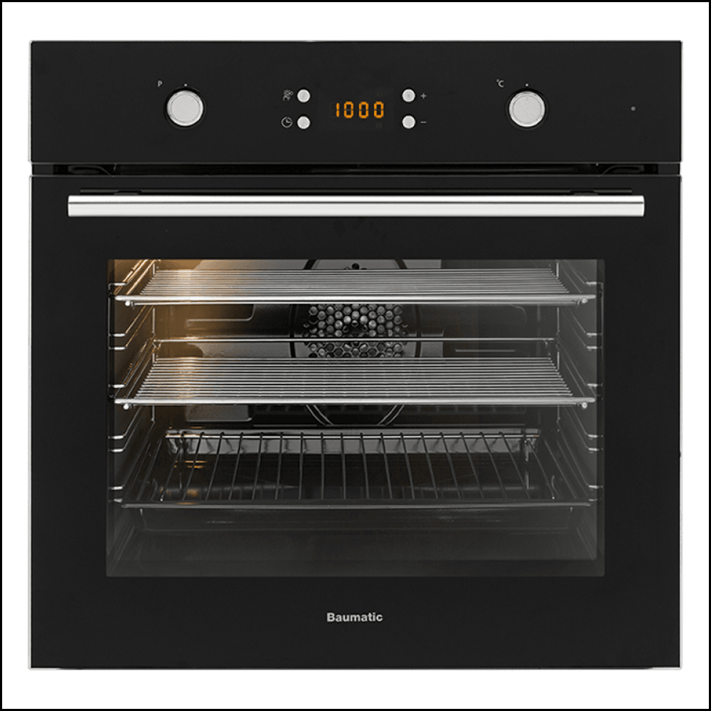 Baumatic Bo7C European Made Black Glass Electric Oven - 10Amp Plug Connection Oven