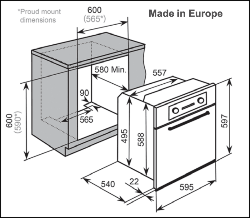 Baumatic Bspo610 Studio Solari Black Glass Pyrolytic Cleaning Electric Oven - Sale Oven