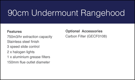Baumatic Guh90 90Cm Undermount Rangehood - Ex Display Rangehoods