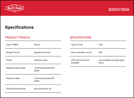 Beefeater Bsw318Sa Signature Proline Side Burner Built-In Natural Gas Bbq - New Clearance Stock