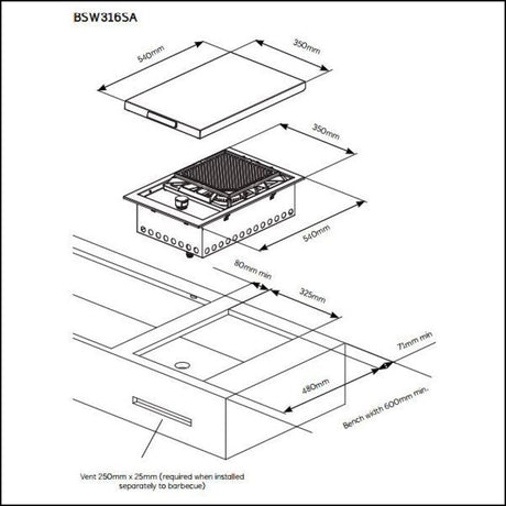 Beefeater Bsw318Sa Signature Proline Side Burner Built-In Natural Gas Bbq - New Clearance Stock