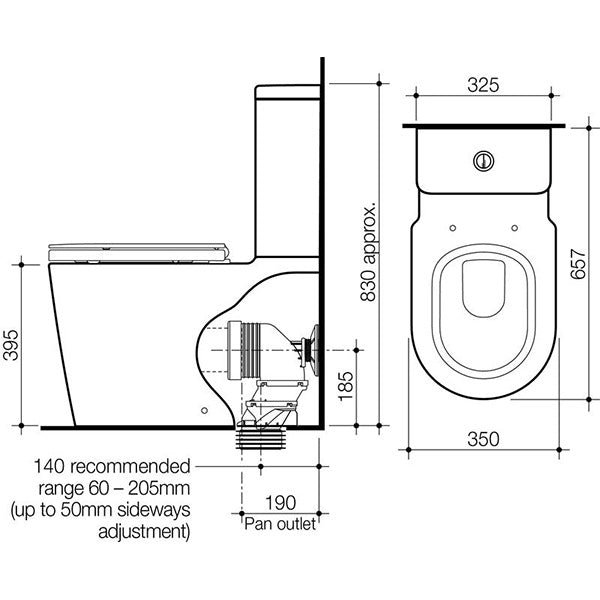 Caroma Liano Cleanflush Wall Faced Toilet Suite 766200W - Special Order
