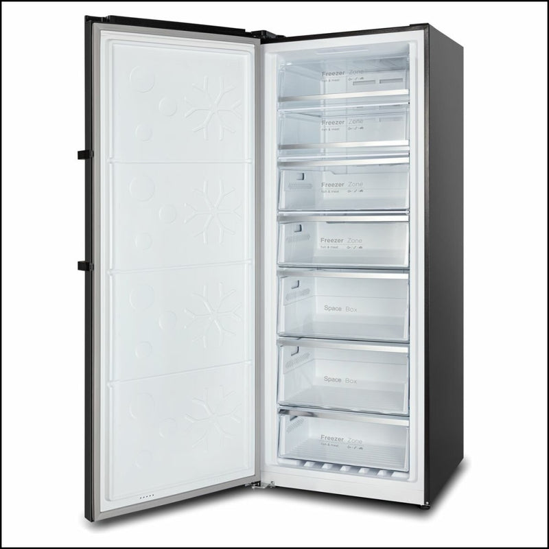 Chiq Csh379Nbsl2 380L Frost Free Hybrid Fridge + Freezer Dark Stainless Steel Upright Freezers