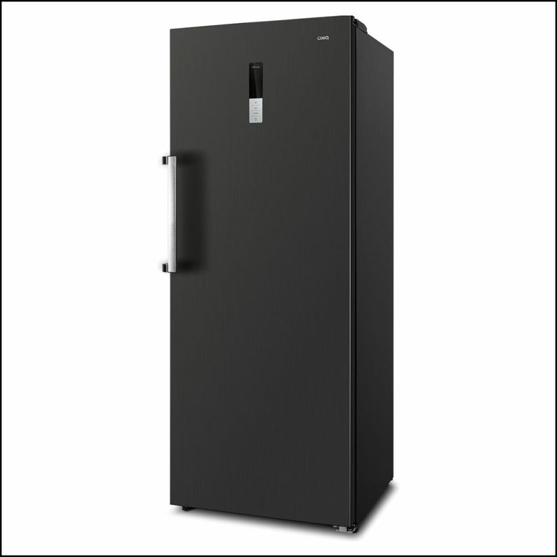 Chiq Csh379Nbsr2 380L Frost Free Hybrid Fridge + Freezer Dark Stainless Steel Upright Freezers