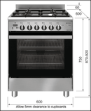 Emilia Em664Ge 60Cm Italian Made Dual Fuel Stainless Steel Stove Stoves