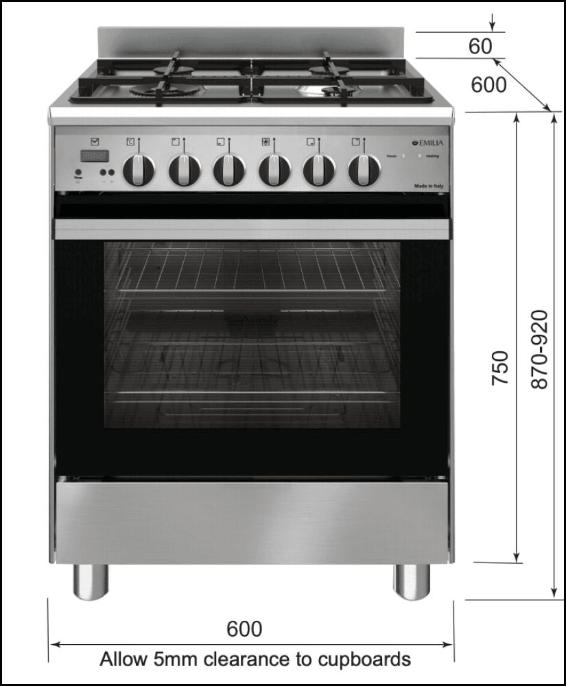 Emilia Em664Gg 60Cm Italian Made Stainless Steel Gas Stove