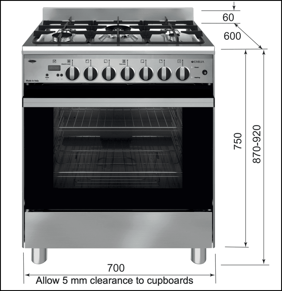 Emilia EM965GGN Black & Stainless Steel 90cm All Gas Stove with Air