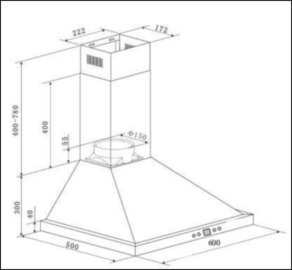 Euro Appliances Ea60Xr 600Mm Stainless Steel Pyramid Canopy With Baffle Filters And Remote Control