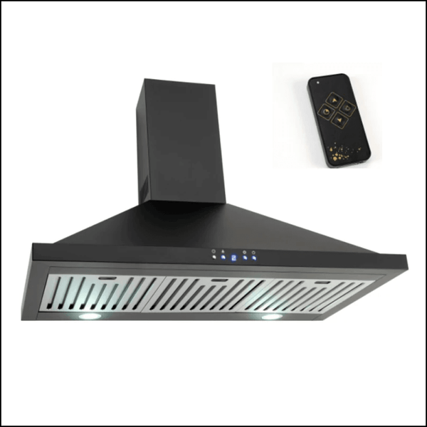 Euro Appliances Ebb900Bk3R 90Cm Black Finish Alfresco Canopy With Remote - 1000M3/Hr Special Order