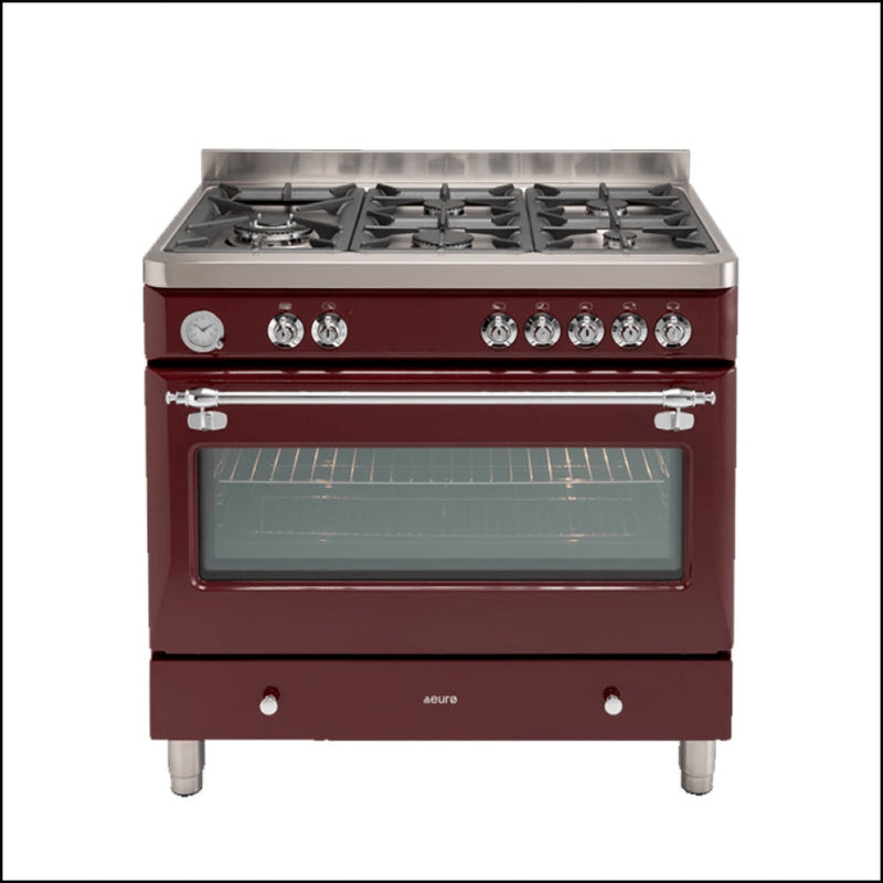 Euro Appliances Ecsh900Bg 90Cm Dual Fuel Burgundy Royal Chiantishire Stoves