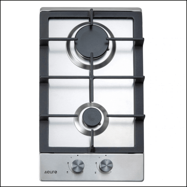 Euro Appliances Ect30Gx 30Cm 2 Burner Stainless Steel Gas Hob Cooktop