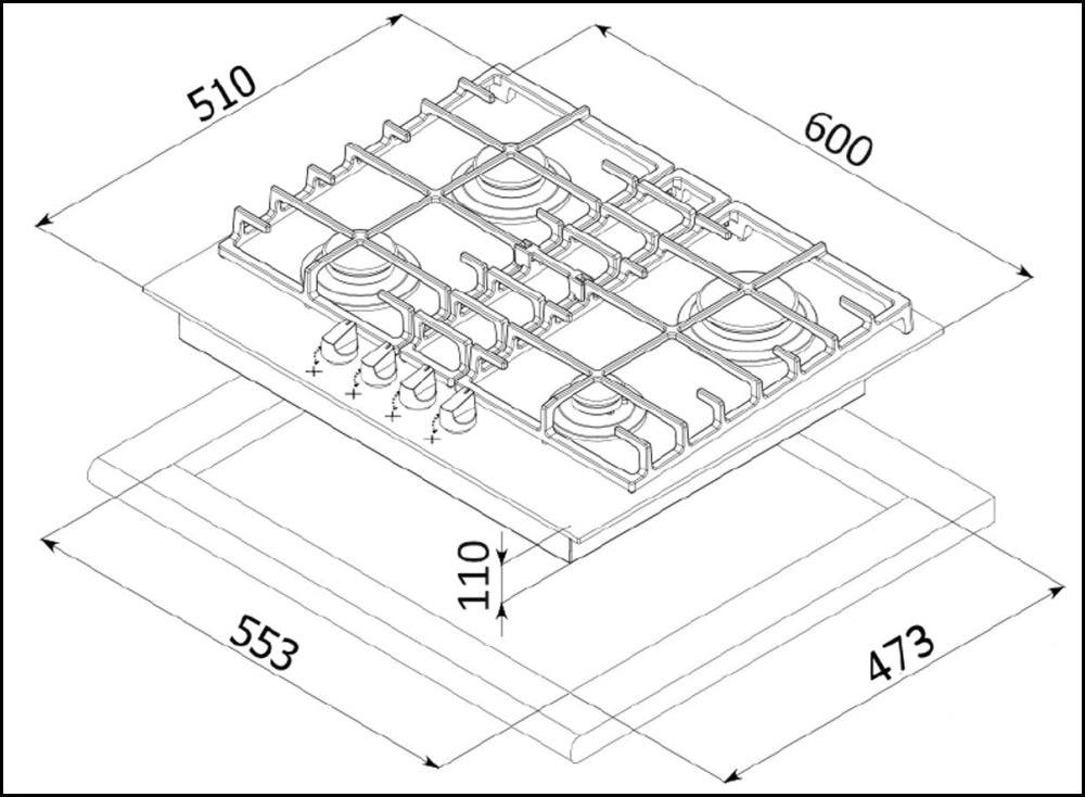 Euro Appliances Ect600Gbk 60Cm Natural Gas Cooktop - Ex Display