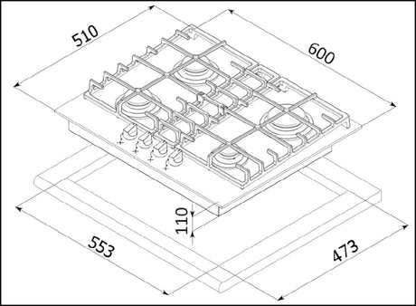 Euro Appliances Ect600Gbk 60Cm Natural Gas Cooktop - Ex Display
