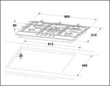 Euro Appliances Ect900Gbk 90Cm 5 Burner Gas On Glass Cooktop - Ex Display