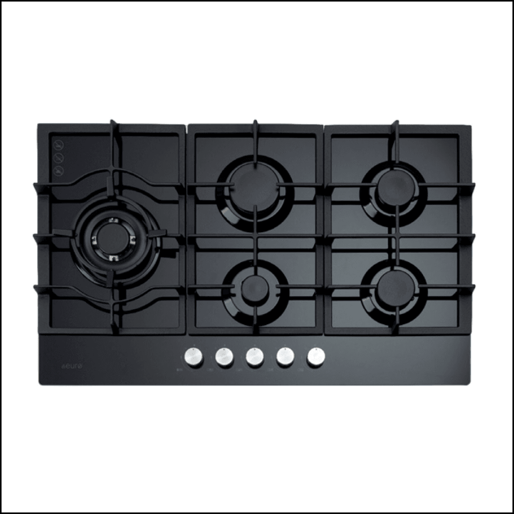 Euro Appliances Ect900Gbk 90Cm 5 Burner Gas On Glass Cooktop - Ex Display