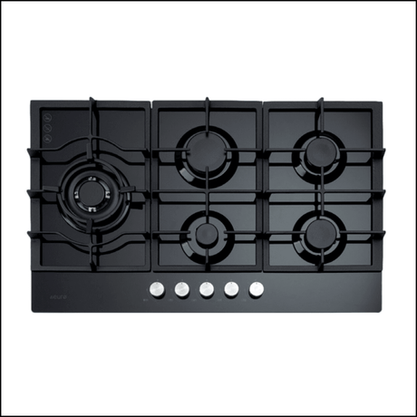 Euro Appliances Ect900Gbk 90Cm 5 Burner Gas On Glass Cooktop - Ex Display