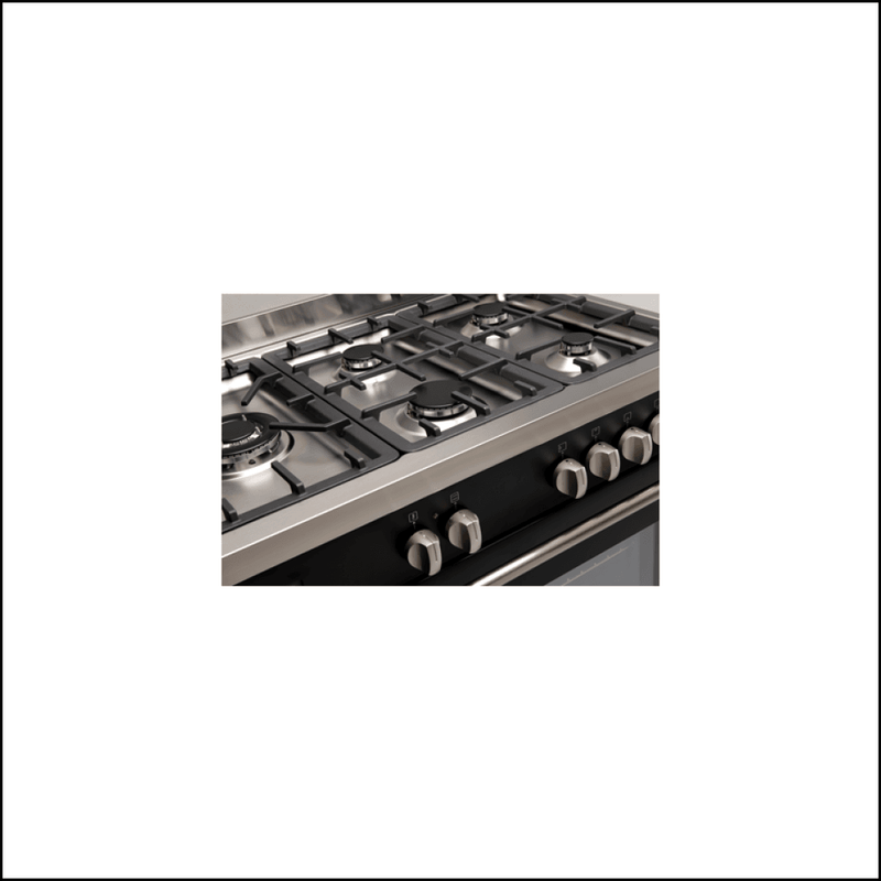 Euro Appliances Efs900Dbl 90Cm Dual Fuel Black Freestanding Oven/Stove Stoves