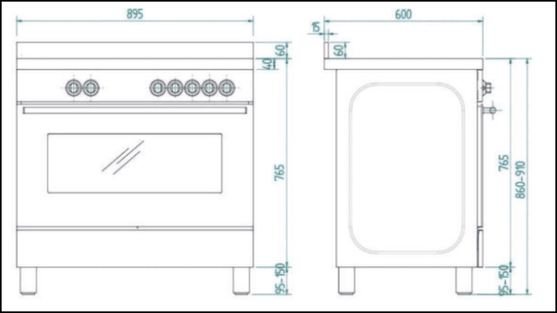 Euro Appliances Efs900Dbl 90Cm Dual Fuel Black Freestanding Oven/Stove Stoves