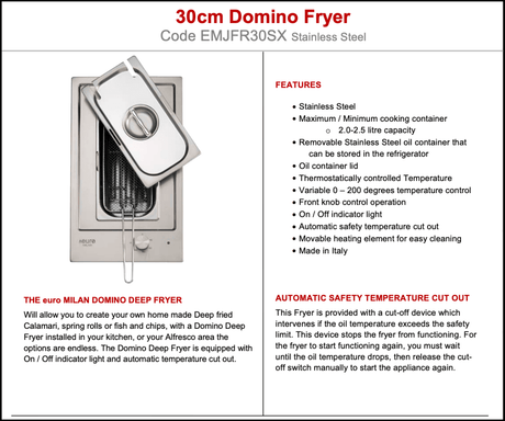 Euro Appliances Emjfr30Sx Domino Fryer Outdoor
