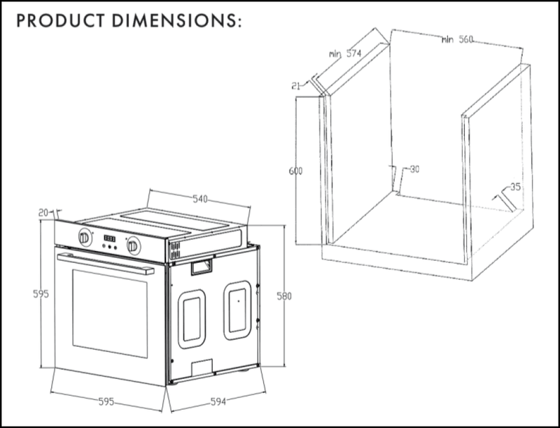 Euro Appliances Eo6082Bx Black & Stainless Steel Electric Oven Oven