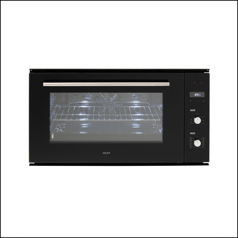Euro Appliances Eo900Lsx 90Cm Black Glass Electric Multi-Function Oven - Ex Display Large