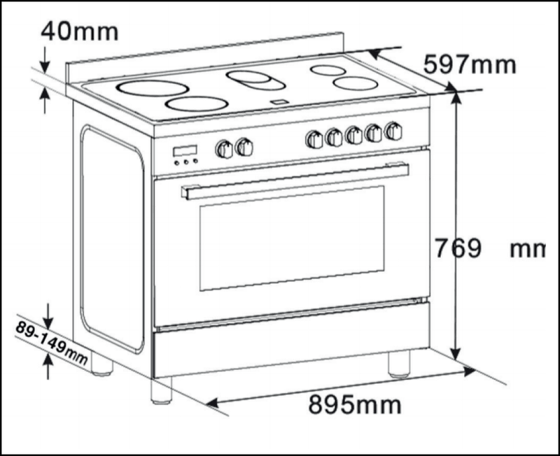 Euro Appliances Ev900Eesx 90Cm Electric Freestanding Oven/Stove Stove