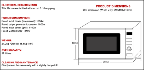 Euro Es32Mcsx 32L Convection Microwave