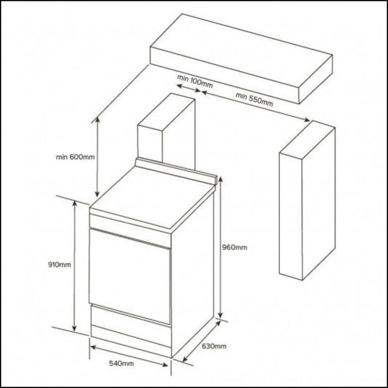 Euromaid Efs54Fc-Seb 540Mm Black 5-Function Electric Freestanding Cooker - Special Order Stove