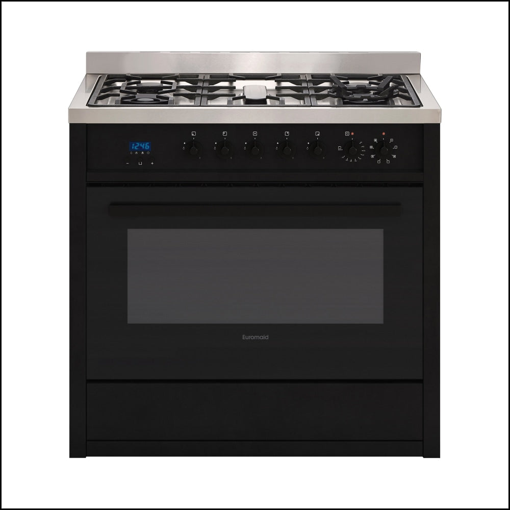 Euromaid Ege9Tbk Matte Black 90Cm Dual Fuel Freestanding Stove Stoves